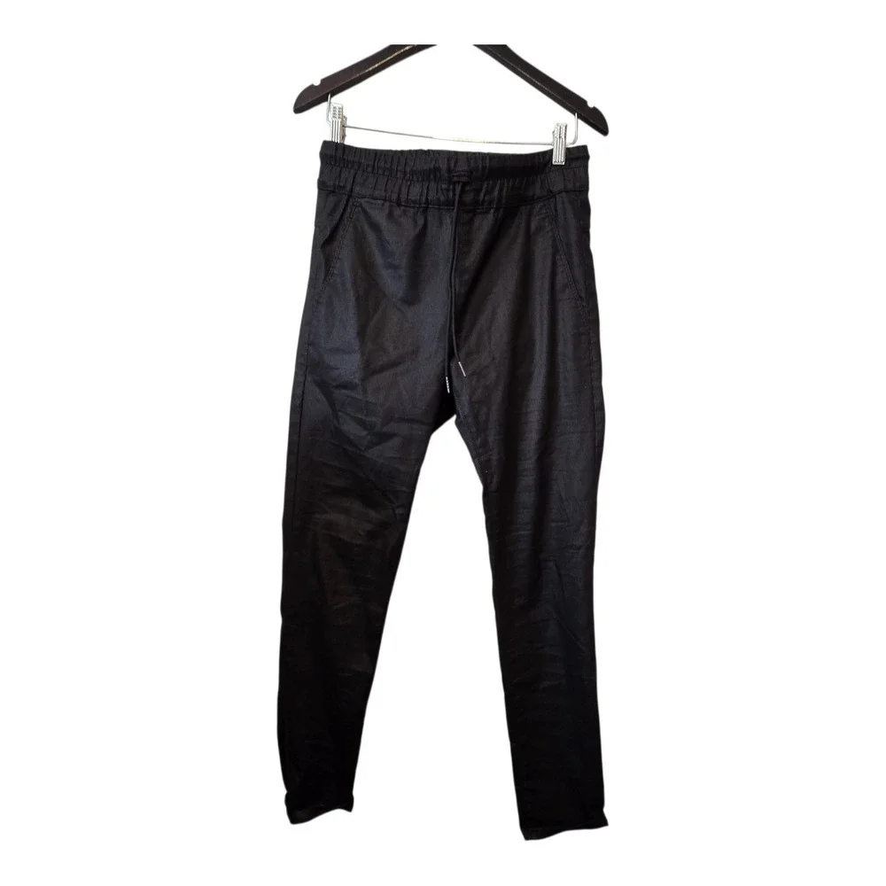 Bevy Flog Shely Jogger Pants Womens 28 Black Windowpane‎ Check Elastic Waist